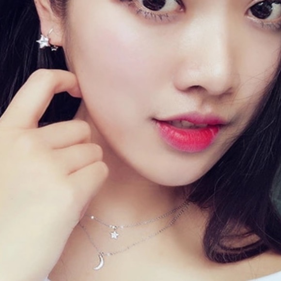 sterling silver long star moon choker necklaces - Picture 2 of 5